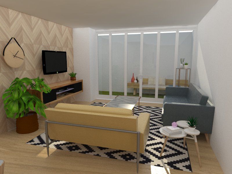 Diseño interior de departamento, 78metrosCuadrados 78metrosCuadrados Вітальня