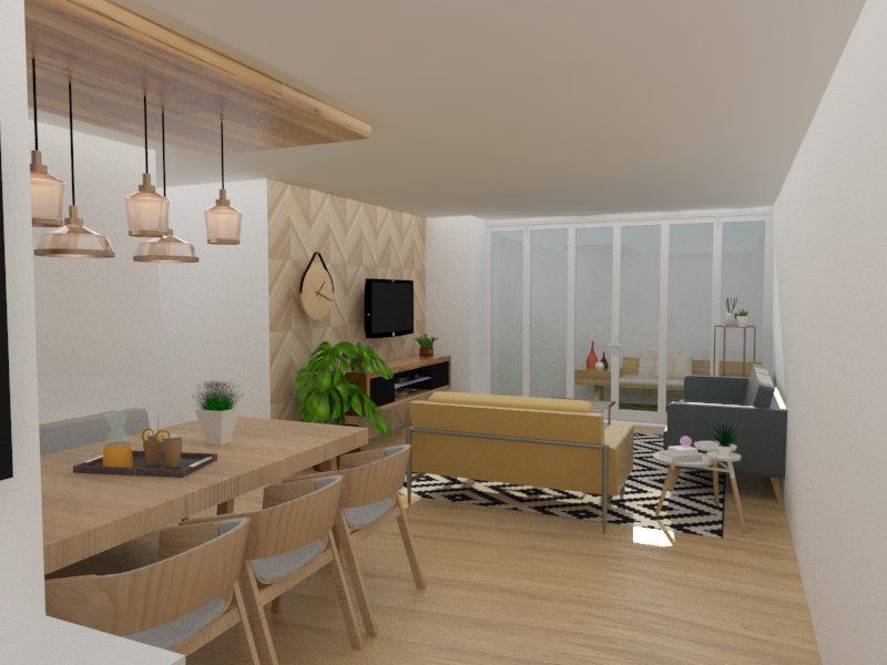 Diseño interior de departamento, 78metrosCuadrados 78metrosCuadrados Scandinavian style living room
