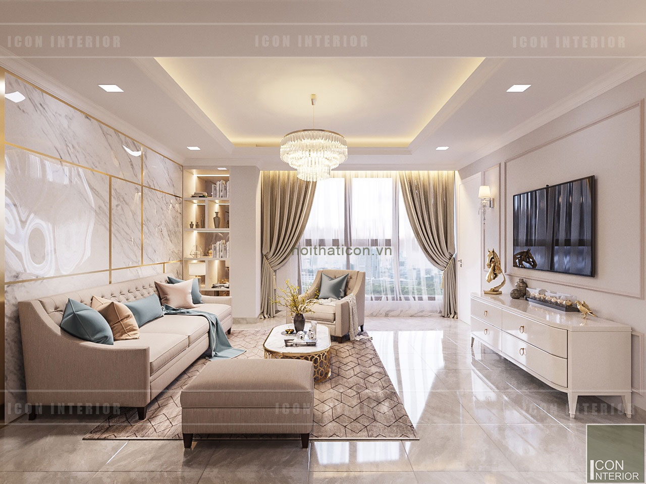 Thiết kế nội thất Tân Cổ Điển sang trọng phong cách Châu Âu, ICON INTERIOR ICON INTERIOR Phòng khách phong cách kinh điển