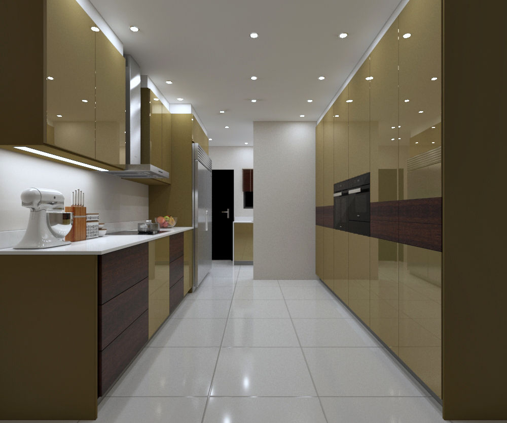 LUXURY KITCHEN - Gold Gloss Cabinets Linken Designs Built-in kitchens Silver/Gold kitchen lighting,kitchen cabinet,Gold Kitchen,LED Lighting