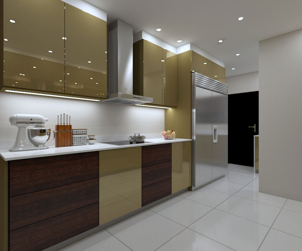 LUXURY KITCHEN - cooking space Linken Designs Built-in kitchens Silver/Gold kitchen lighting,kitchen cabinet,Gold Kitchen,LED Lighting