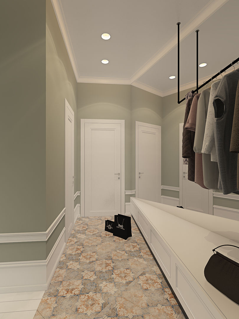 Неоклассика с элементами прованса , design4y design4y Classic style corridor, hallway and stairs