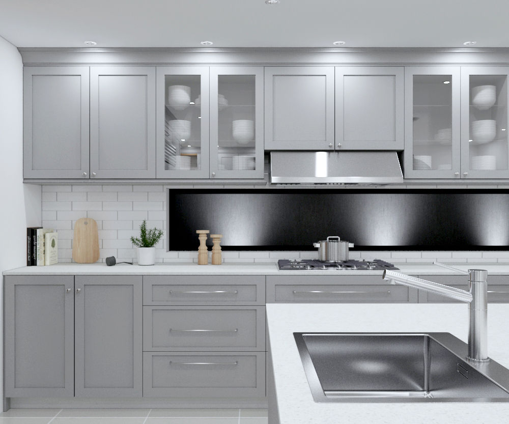 SANDTON KITCHEN - Grey cabinets Linken Designs Built-in kitchens لکڑی Wood effect