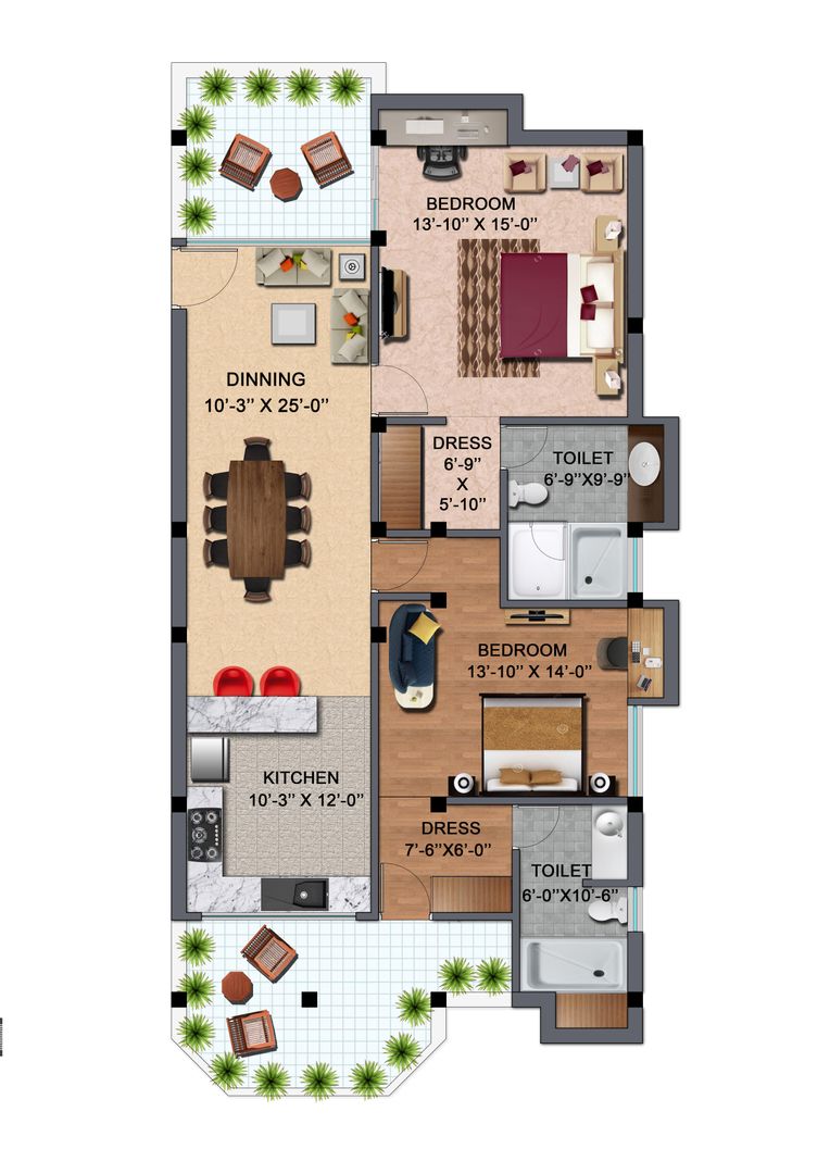 3 Bedroom House Plans - Houzone