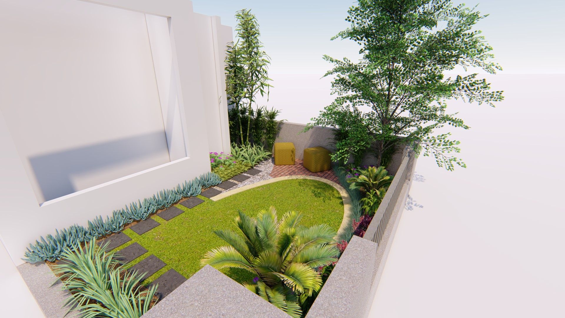 Perspective 2 1mm studio | Landscape Design Front yard