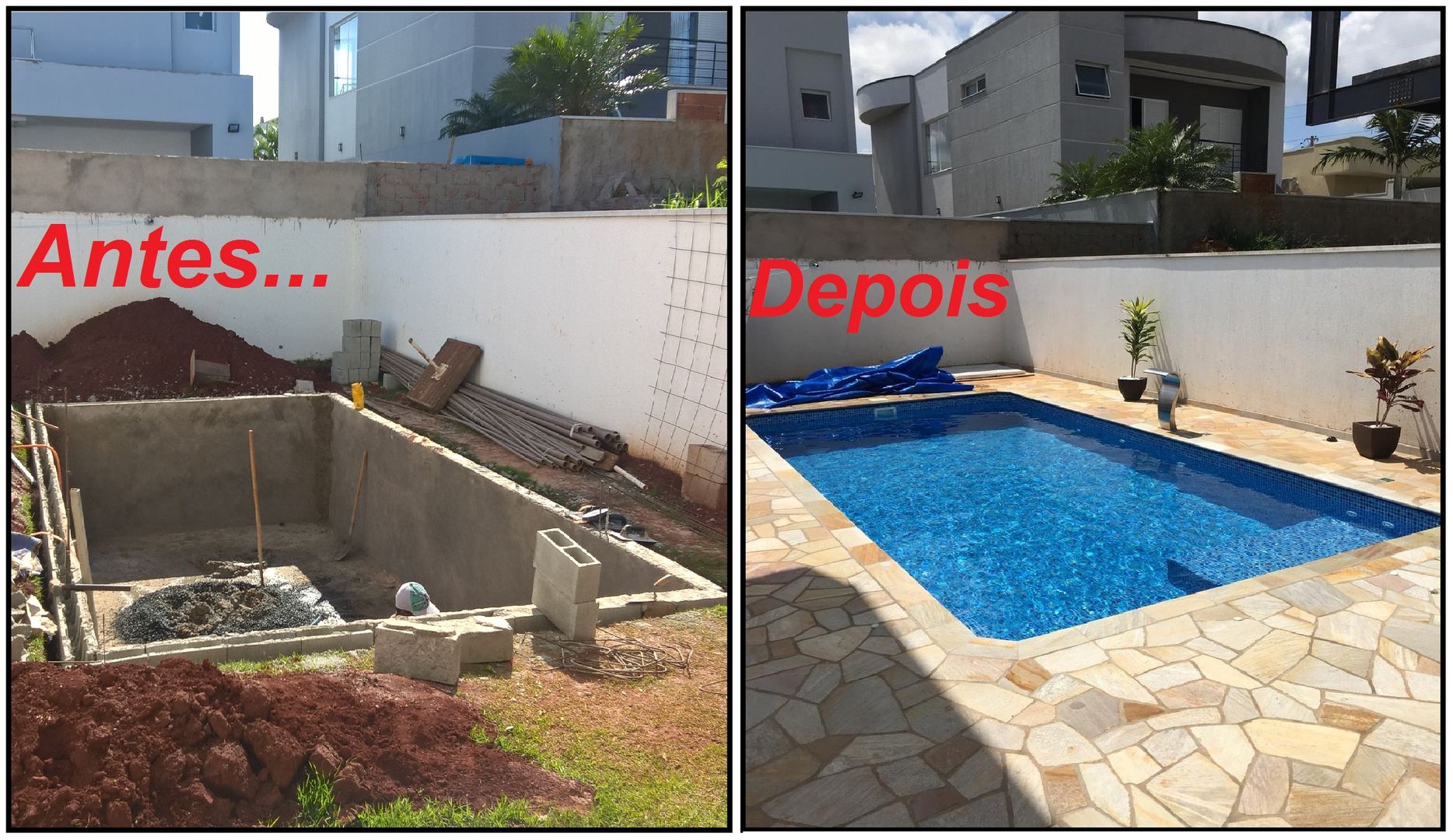 Piscina de concreto com revestimento em Vinil SODRAMAR Vila Nova Piscinas