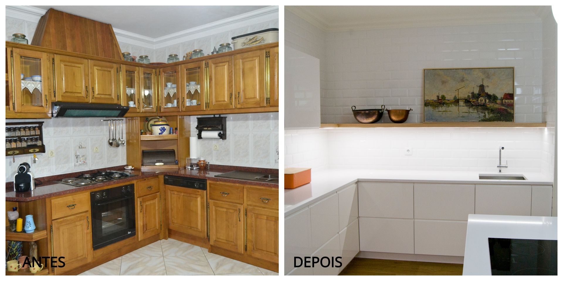 Remodelação total de cozinha em Paredes homify cozinha,antes e depois,armários de cozinha,cozinha renovada,renovação total,evolução design,espaços,interiores,decoração porto