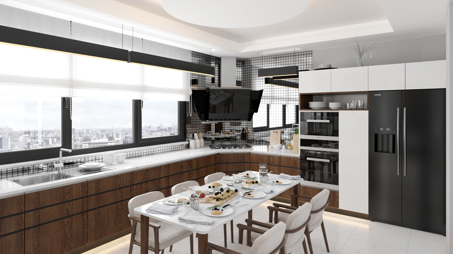 Villa - İç Mekan, Dündar Design - Mimari Görselleştirme Dündar Design - Mimari Görselleştirme Cucina moderna