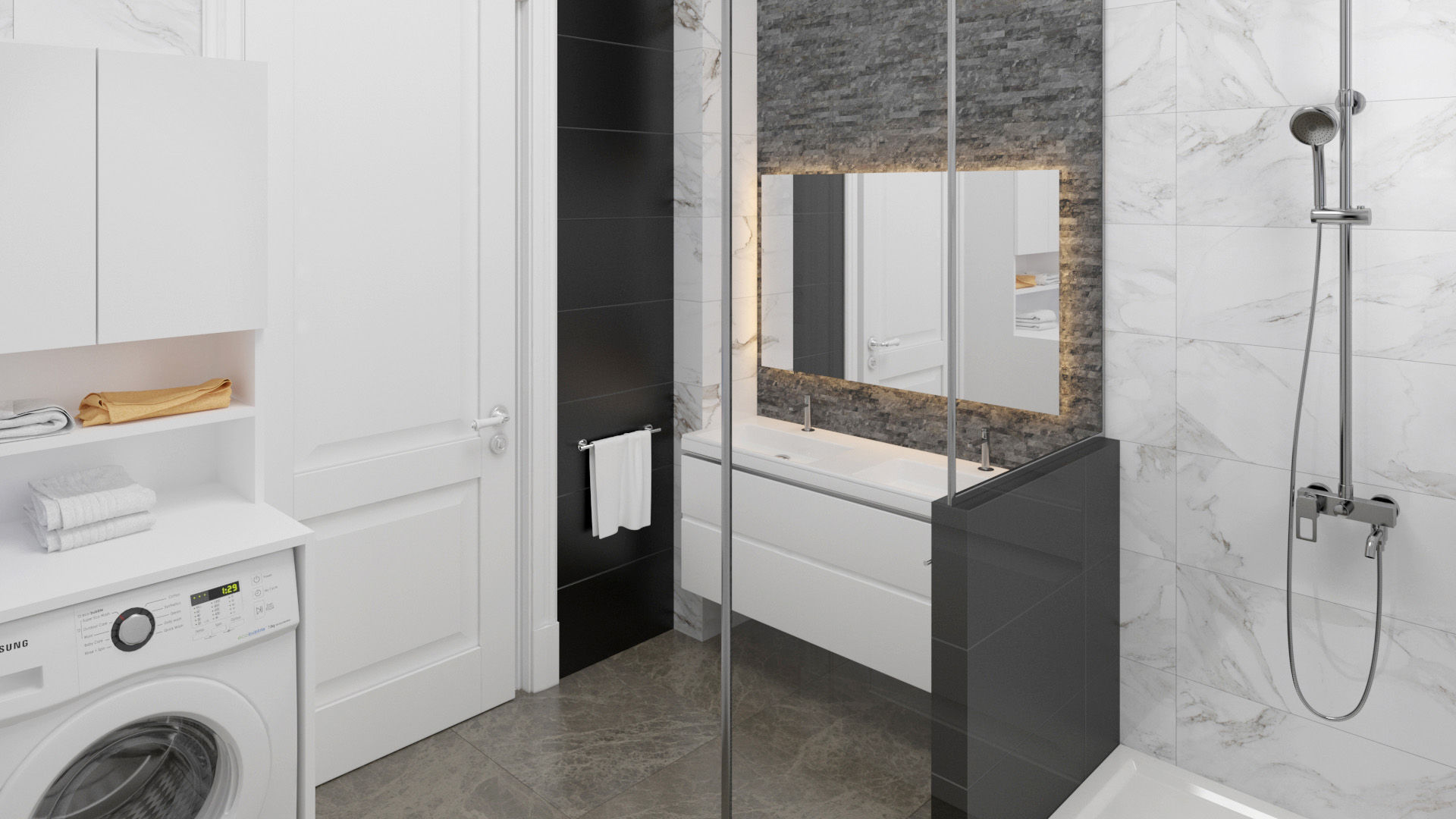 Villa - İç Mekan, Dündar Design - Mimari Görselleştirme Dündar Design - Mimari Görselleştirme Modern bathroom