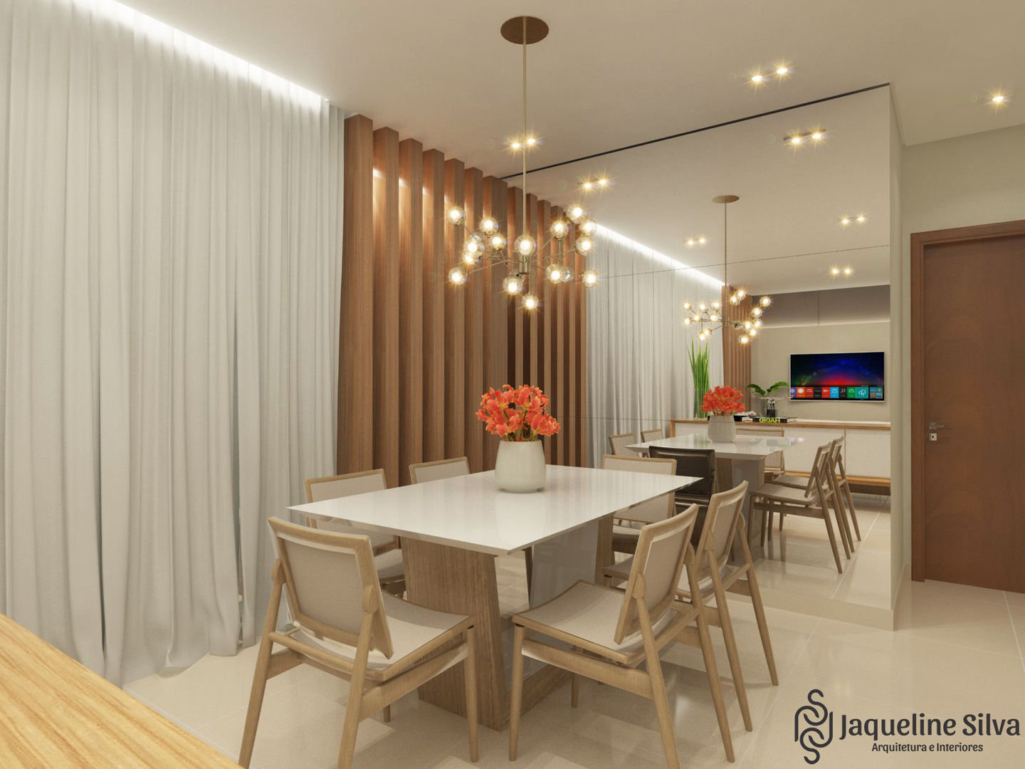 Apartamento JL, JAQUELINE SILVA ARQUITETURA E INTERIORES JAQUELINE SILVA ARQUITETURA E INTERIORES ห้องทานข้าว ของประดับและอุปกรณ์จิปาถะ