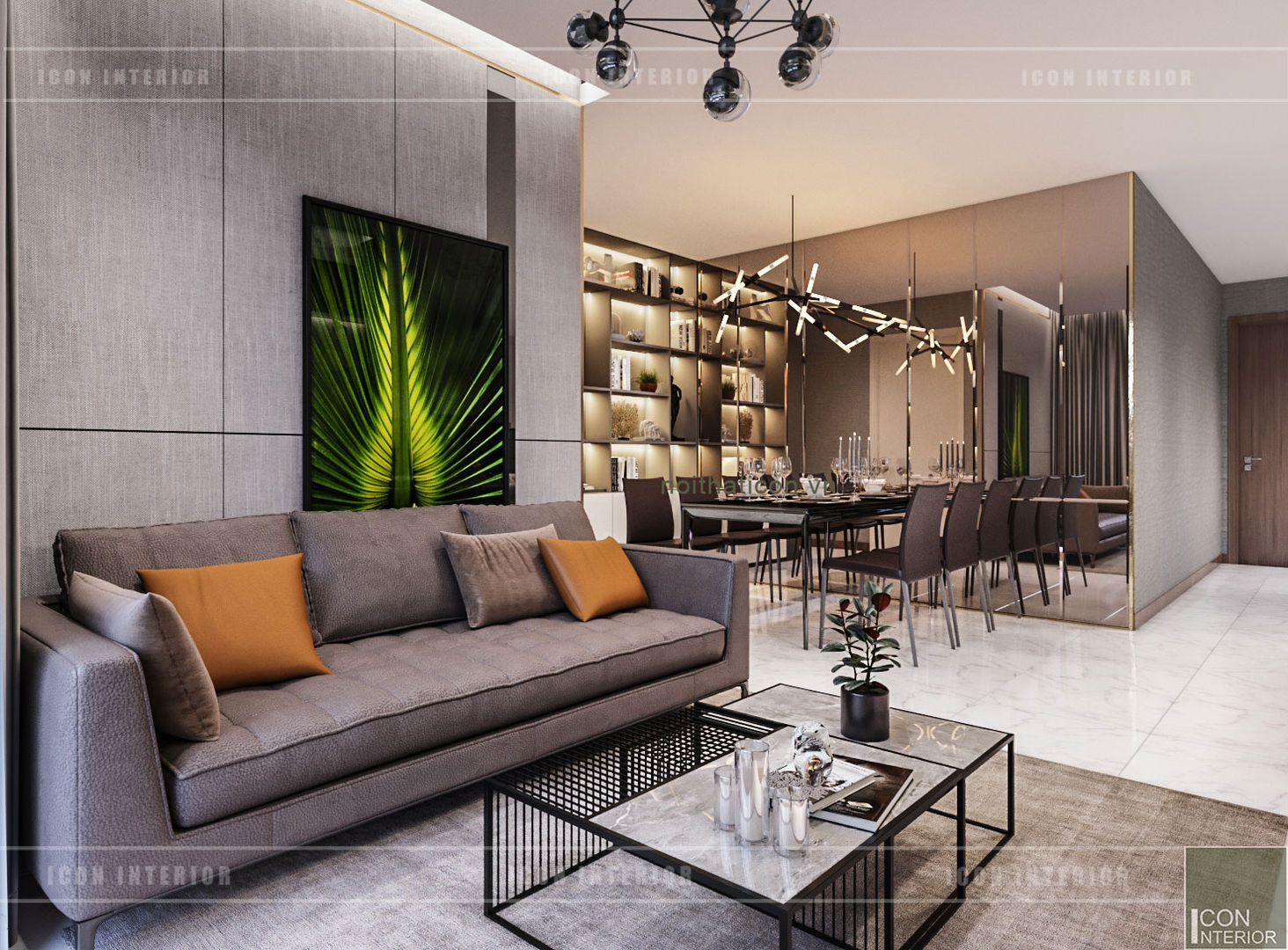 Thiết kế phong cách hiện đại tiện nghi cho căn hộ Park 7 Vinhomes Central Park, ICON INTERIOR ICON INTERIOR Ruang Keluarga Modern