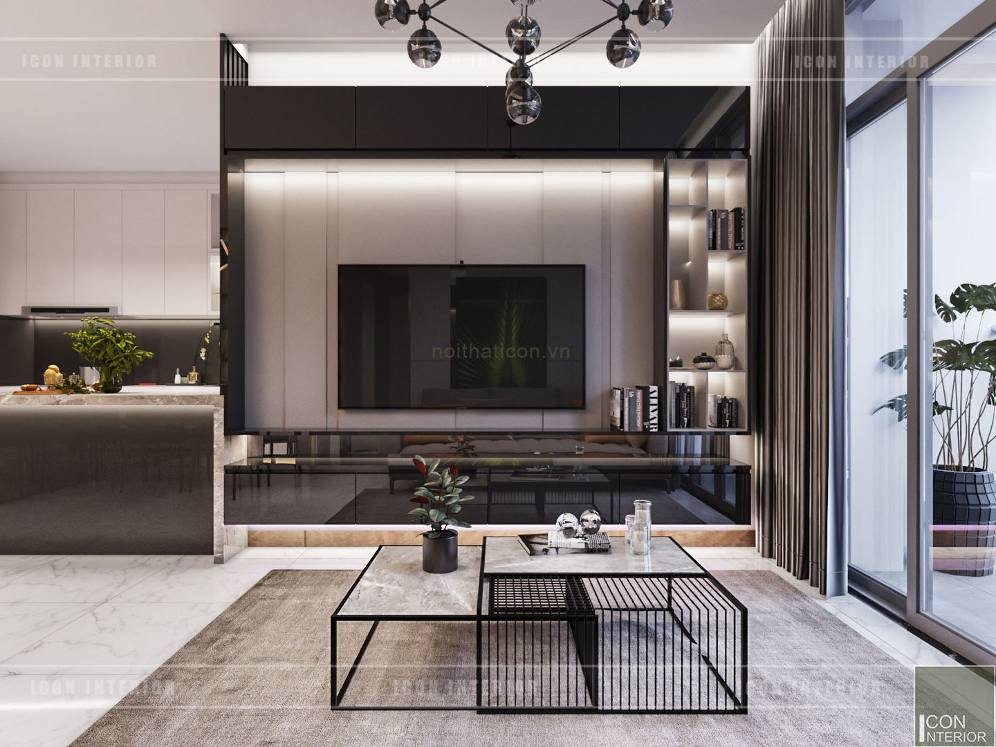 Thiết kế phong cách hiện đại tiện nghi cho căn hộ Park 7 Vinhomes Central Park, ICON INTERIOR ICON INTERIOR Living room