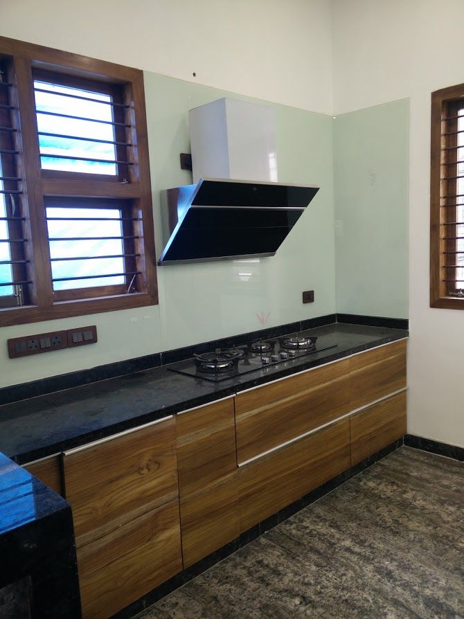 Teak Wood Kitchen Cabinet Geometrixs Architects & Engineers Modern kitchen