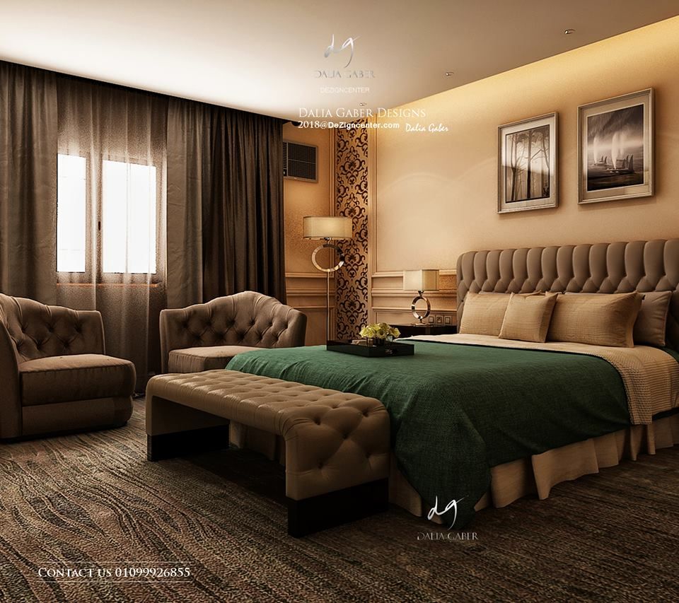 Hotel Bedroom Design by Dalia Gaber Dezigncenter office DeZign center office by Dalia Gaber حديقة داخلية تصميم مساحات داخلية