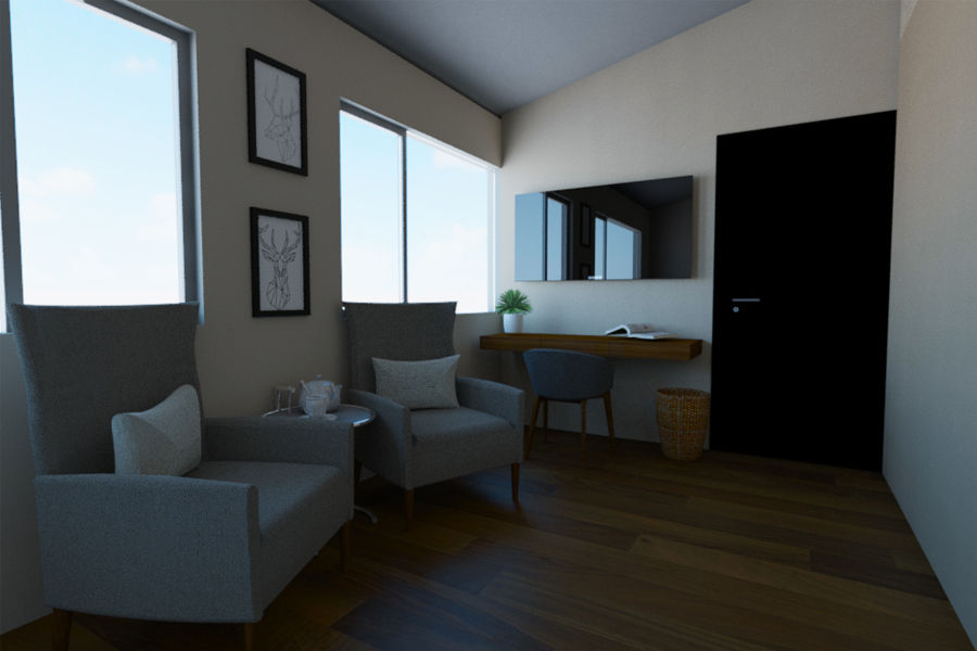 Vista sala en recamara homify Dormitorios de estilo moderno