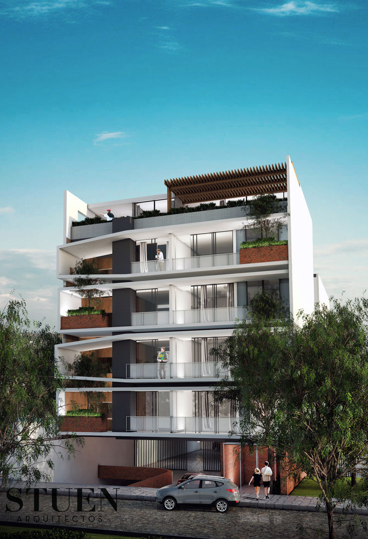 fachada frontal Stuen Arquitectos Condominios Ladrillos