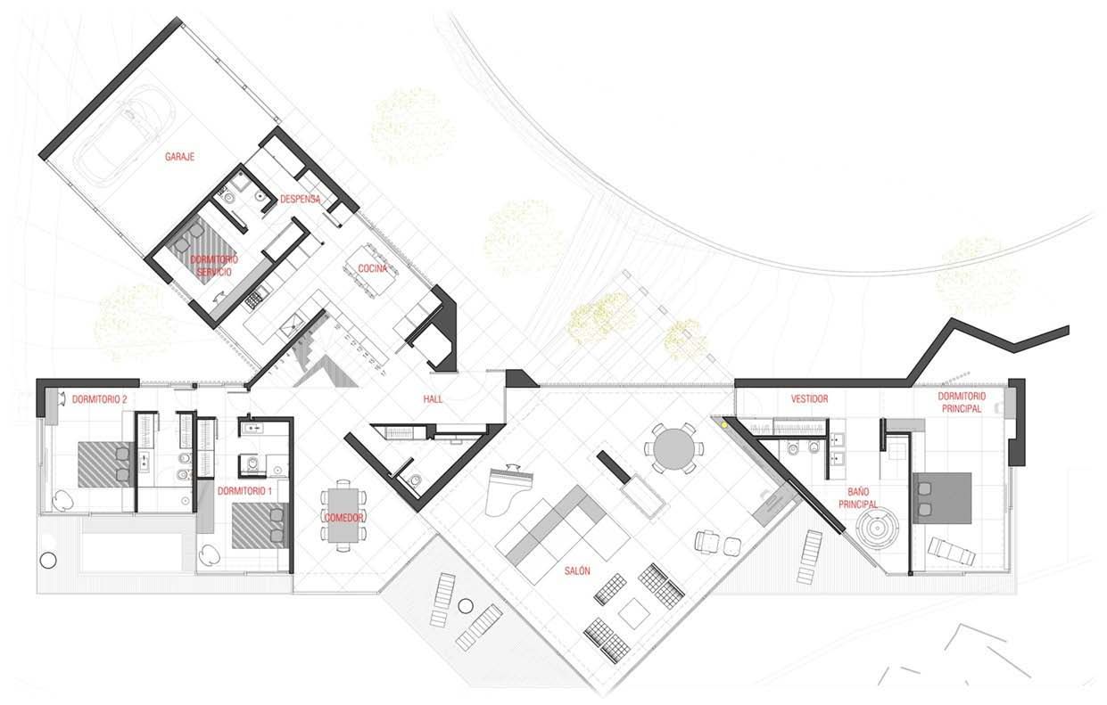 Layout - planta distribución baja Studioapart Interior & Product design Barcelona Salones minimalistas