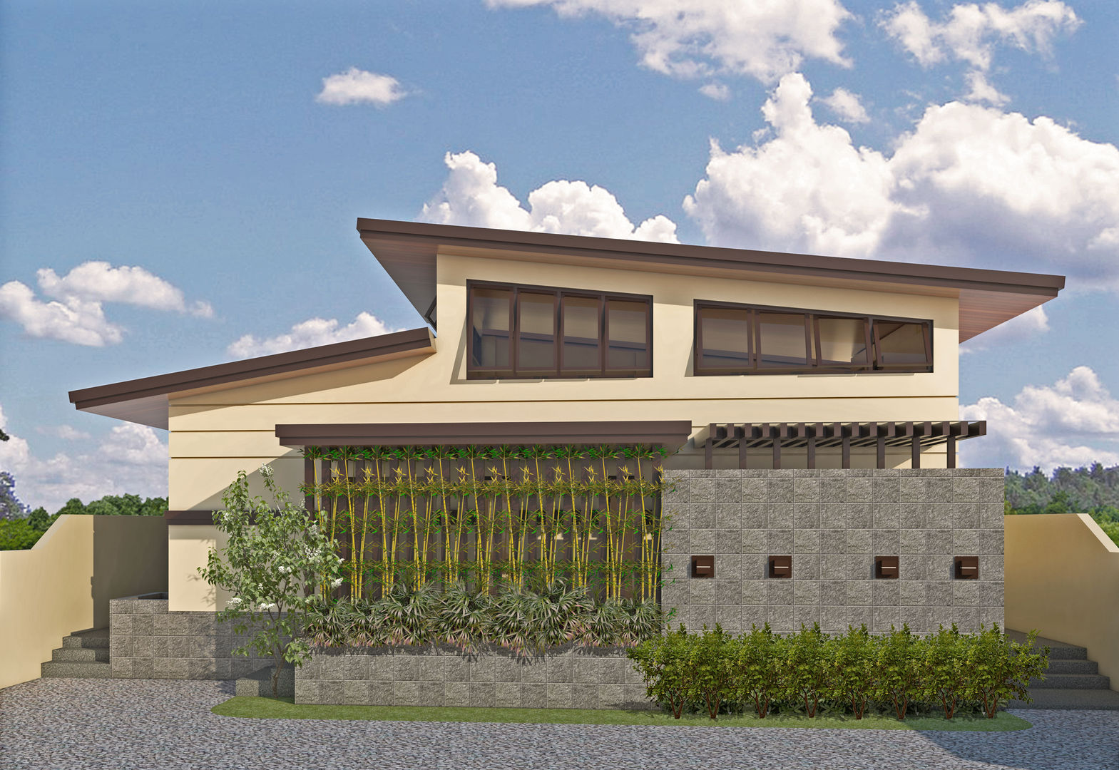 Two Storey Residence at San Miguel Bulacan, MG Architecture Design Studio MG Architecture Design Studio Rumah keluarga besar