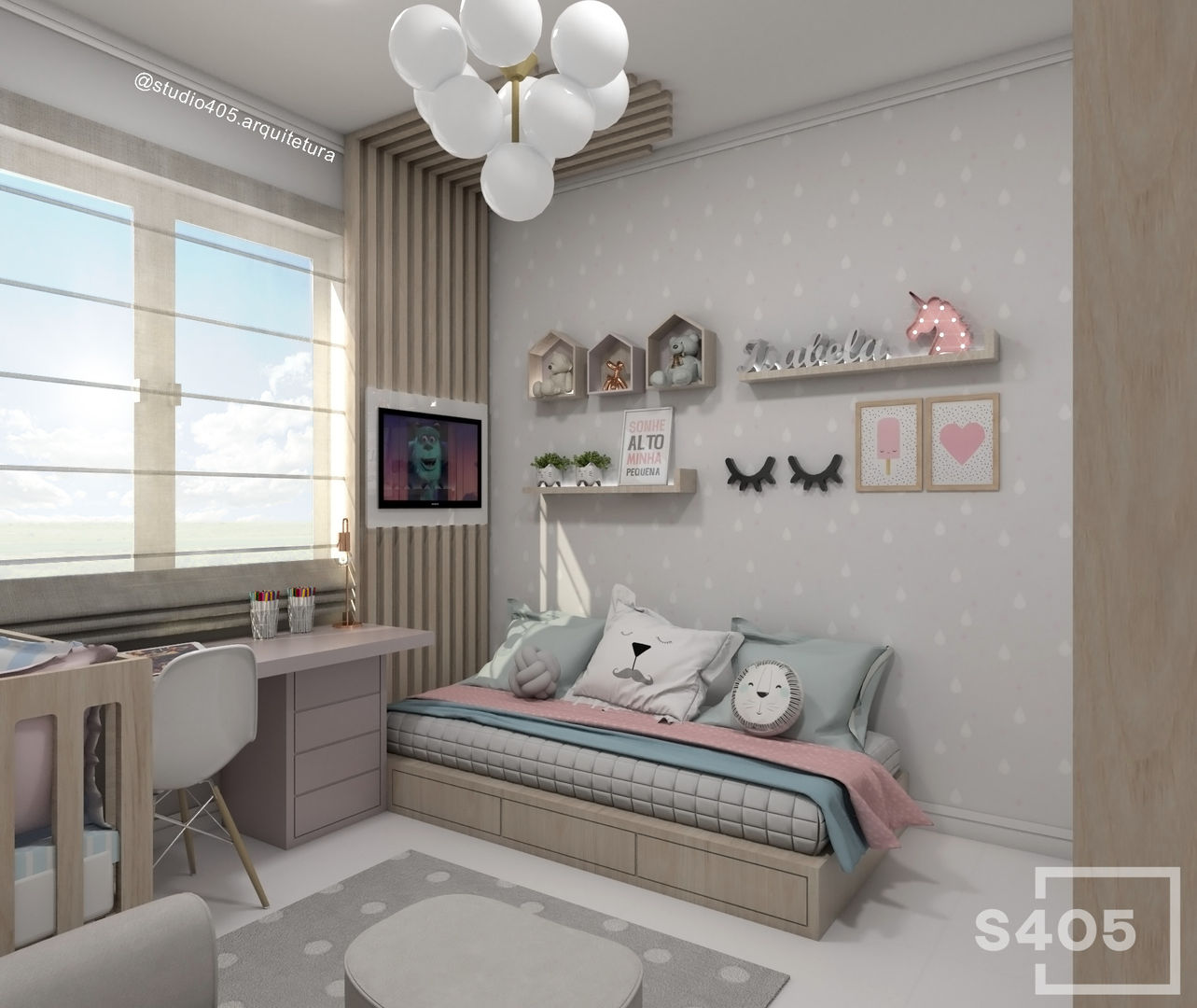 Quarto de Menina e Menino, STUDIO 405 - ARQUITETURA & INTERIORES STUDIO 405 - ARQUITETURA & INTERIORES Girls Bedroom