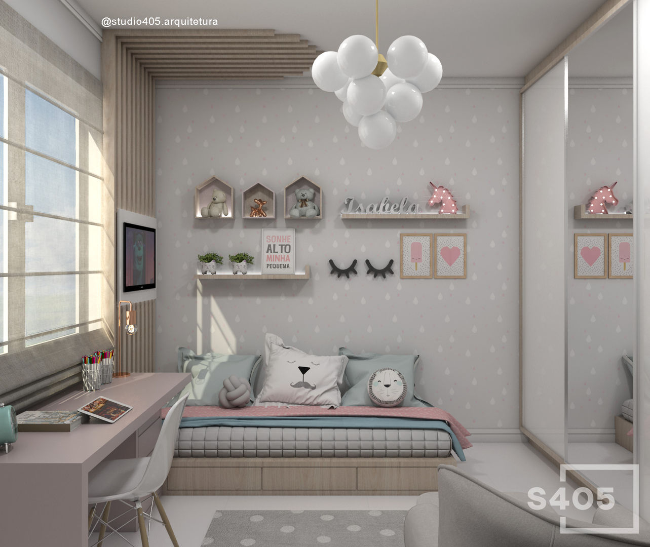 Quarto de Menina e Menino, STUDIO 405 - ARQUITETURA & INTERIORES STUDIO 405 - ARQUITETURA & INTERIORES ห้องนอนเด็กหญิง