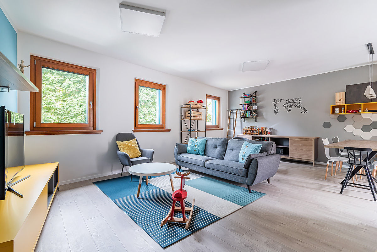 Ristrutturazione appartamento di 200 mq a Udine, S. Paolo, Facile Ristrutturare Facile Ristrutturare Scandinavian style living room