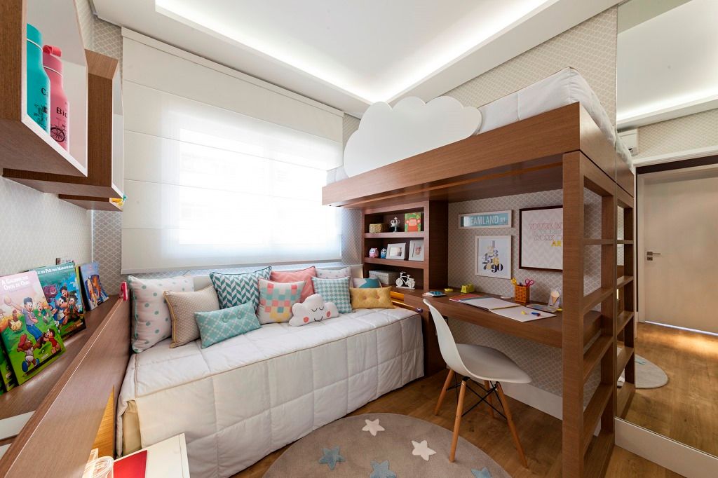 Dormitório Crianças Larissa Lieders Arquitetura + Interiores Quartos das meninas MDF