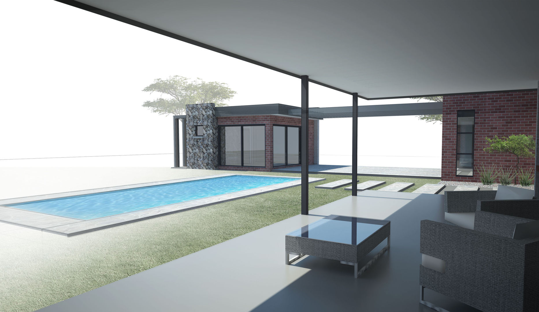 House De Souza, A4AC Architects A4AC Architects 모던스타일 발코니, 베란다 & 테라스 철 / 철강