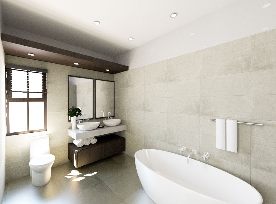 New Main Bathroom A4AC Architects Modern style bathrooms Tiles