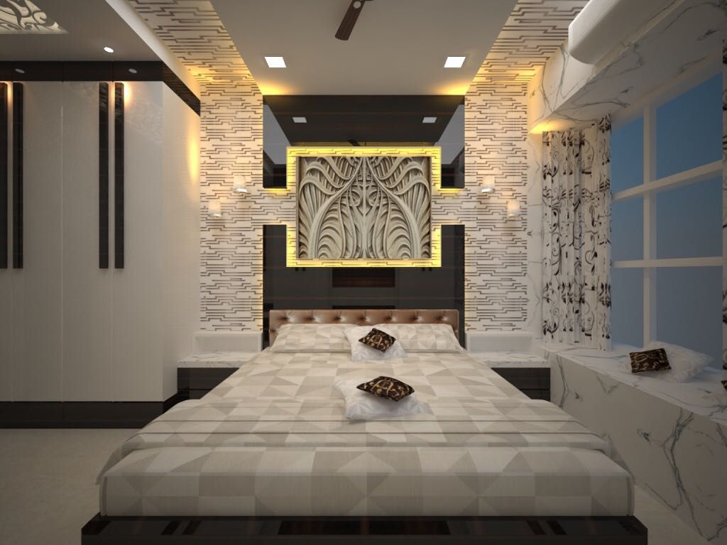 Contemporary interior project in kolkata, Estate Lookup Interiors Estate Lookup Interiors Спальня в стиле модерн