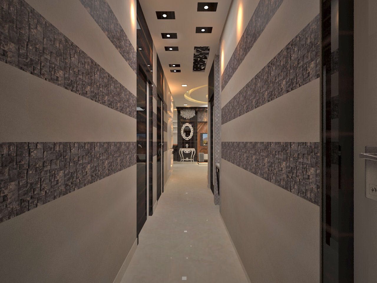 Contemporary interior project in kolkata, Estate Lookup Interiors Estate Lookup Interiors Modern corridor, hallway & stairs