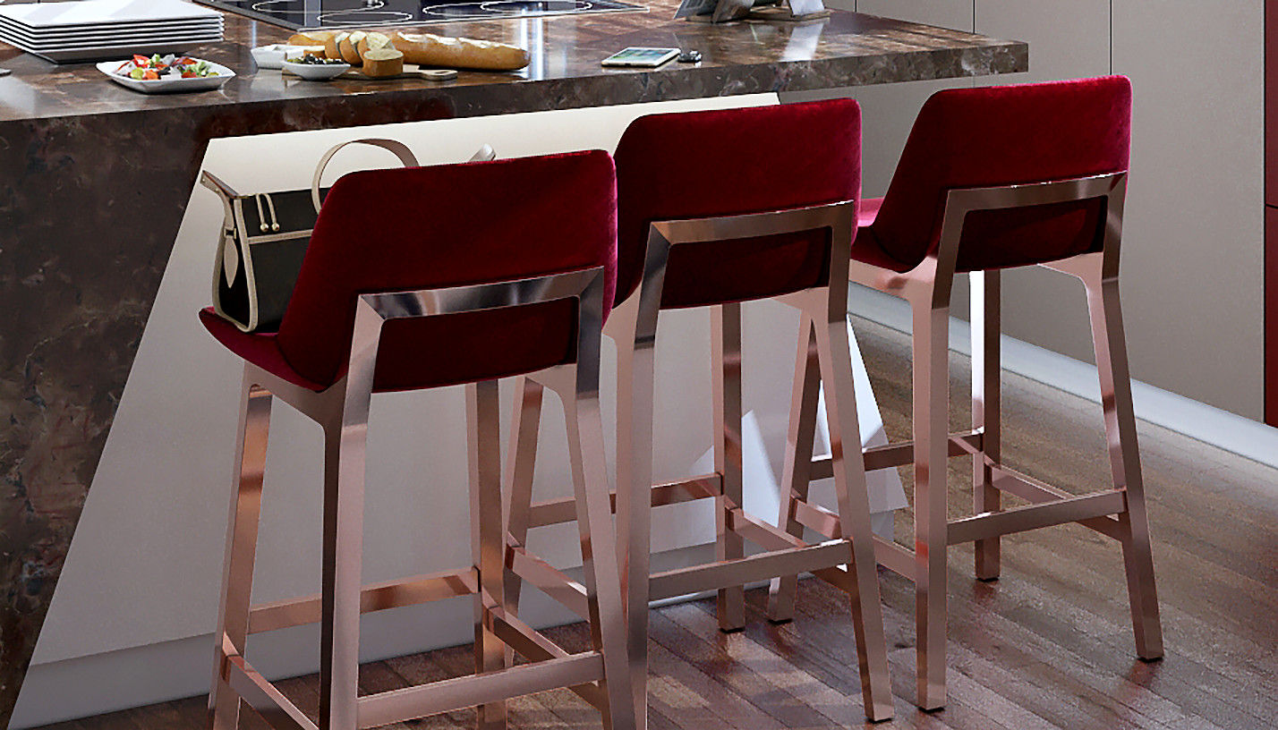 Burgundy Bar Stools Linken Designs Modern style kitchen