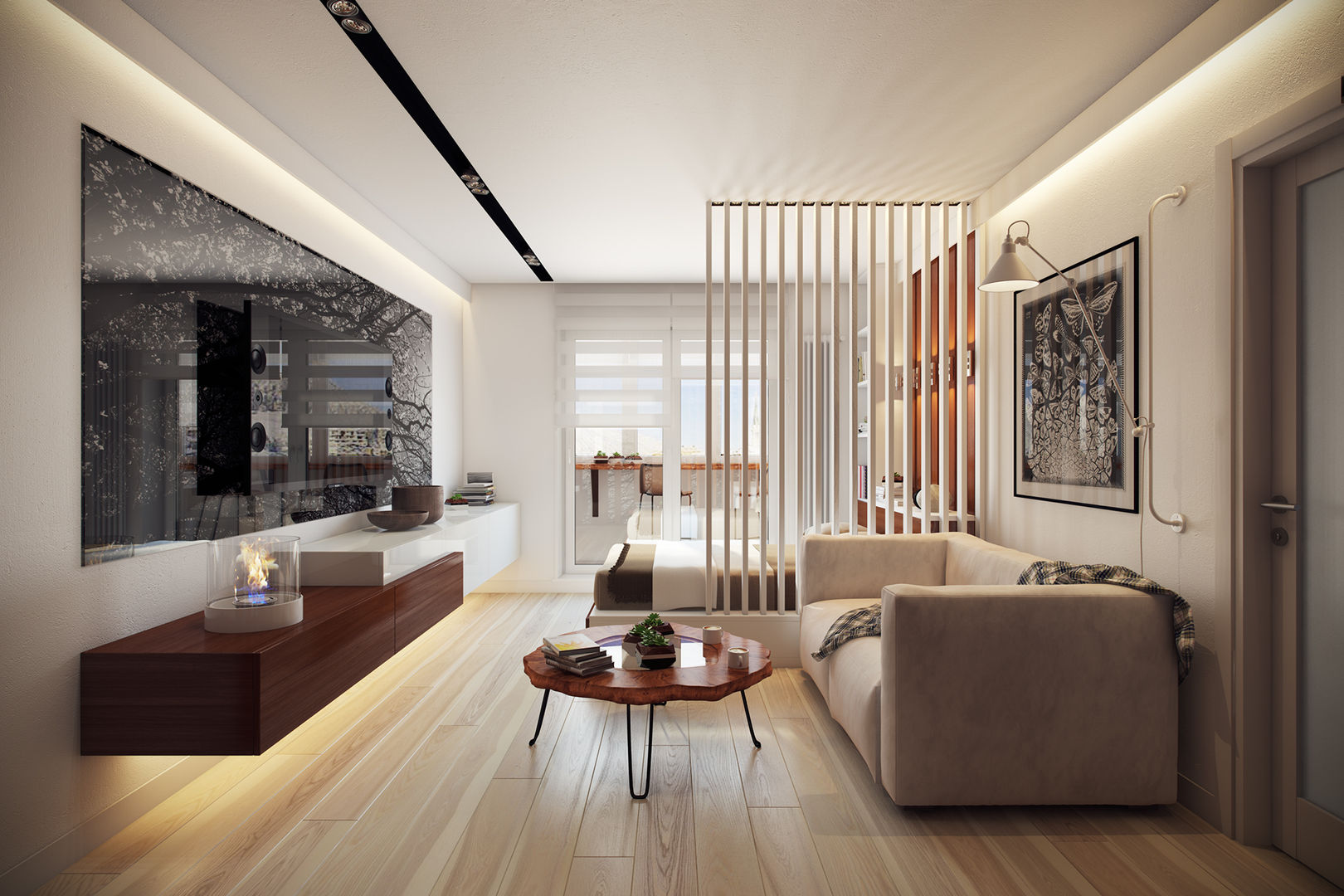 проект однокомнатной квартиры в эко-стиле, Interior&Decor Studio Interior&Decor Studio Scandinavian style living room Wood Wood effect