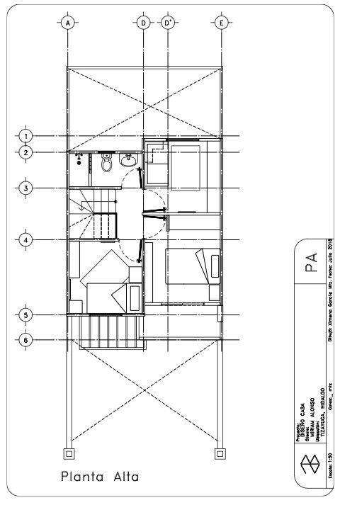 Planta Alta Plano 78metrosCuadrados diseño de interiores,diseño interior,interiorismo,plantas,autocad,diseños,plano arquitectonico