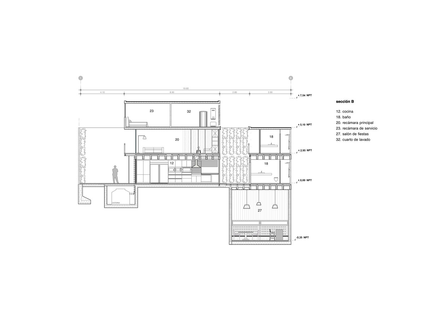 Planos sección B Paola Calzada Arquitectos