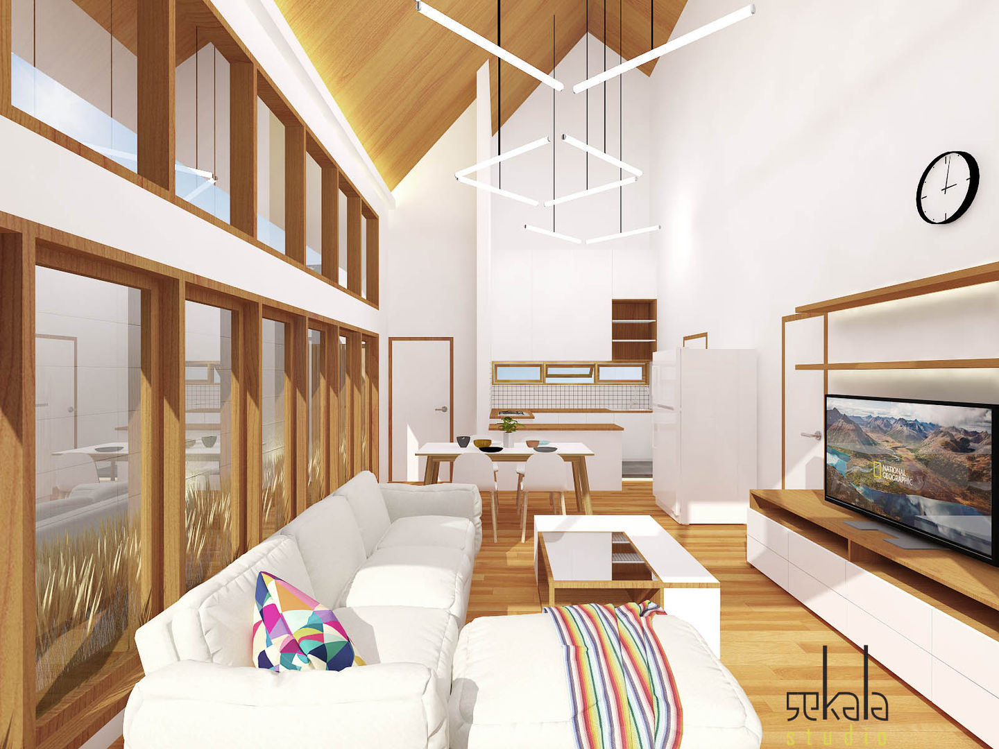 Rumah Ibu Siska, SEKALA Studio SEKALA Studio Salas modernas Madera Acabado en madera