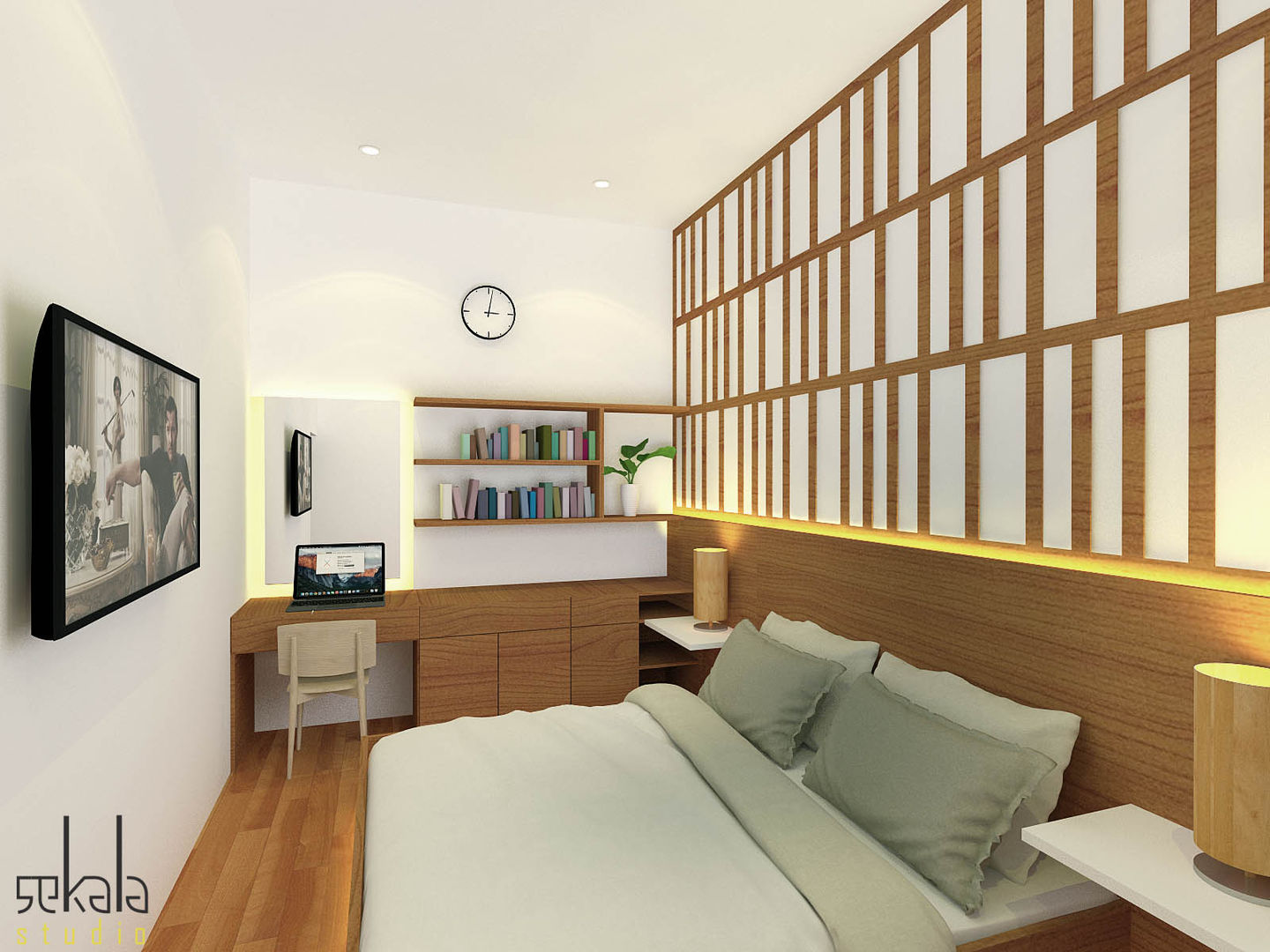 Rumah Ibu Siska, SEKALA Studio SEKALA Studio Modern style bedroom Wood Wood effect