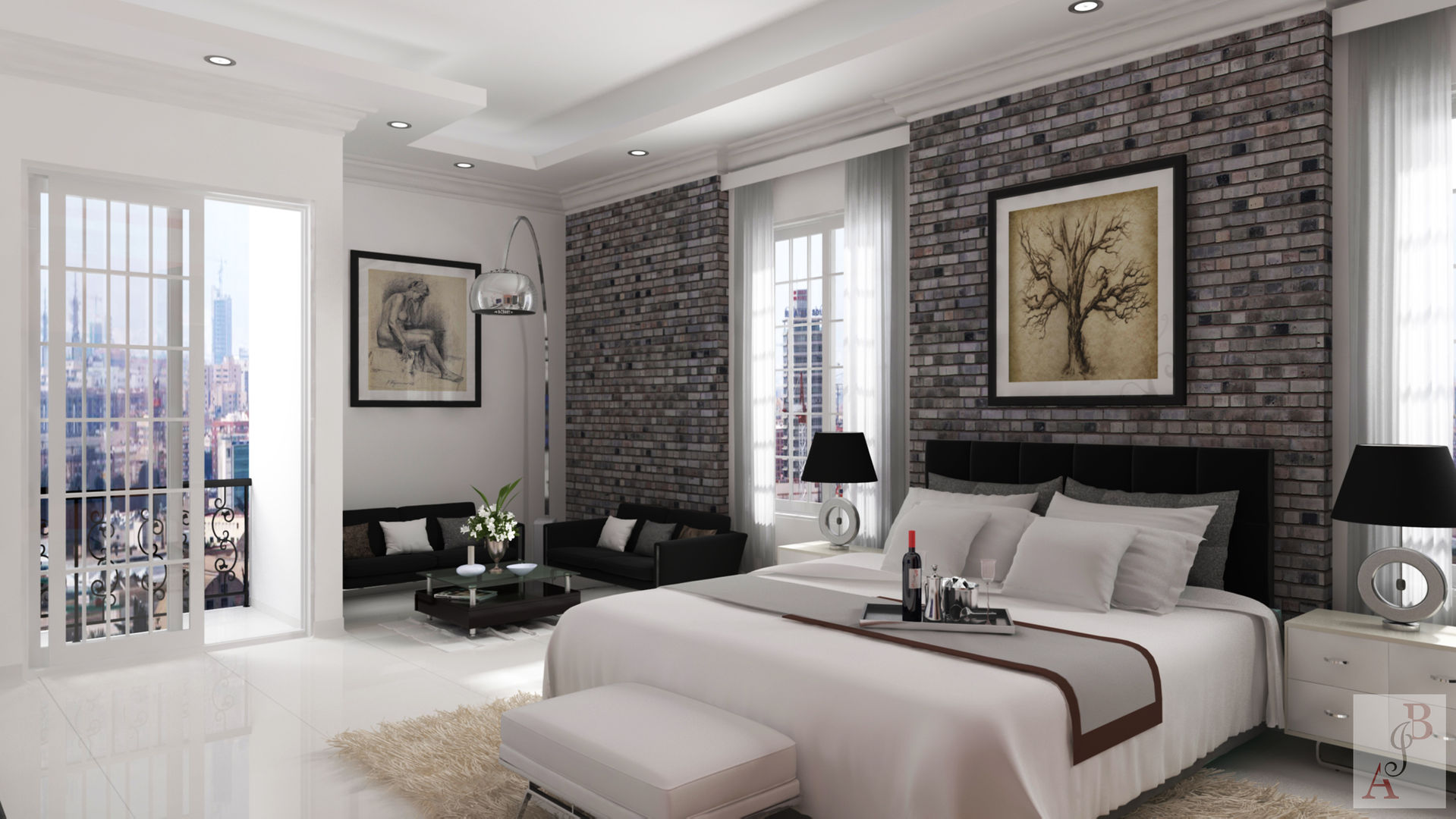 Remodelación Habitación Residencial, A.BORNACELLI A.BORNACELLI غرفة نوم أسمنت