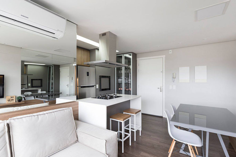 Apartamento Contemporâneo Clean, Rabisco Arquitetura Rabisco Arquitetura Muebles de cocinas Granito