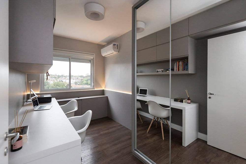 Apartamento Contemporâneo Clean, Rabisco Arquitetura Rabisco Arquitetura Modern Study Room and Home Office MDF