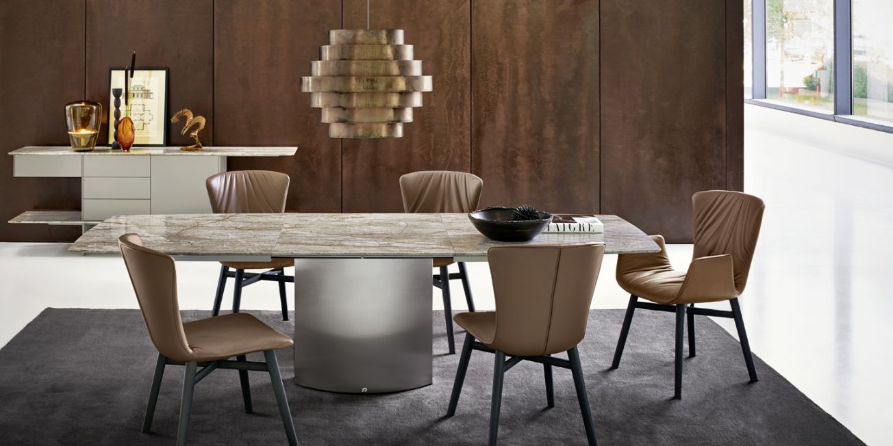 Adler Extendable Table IQ Furniture Ruang Makan Modern Batu Tables