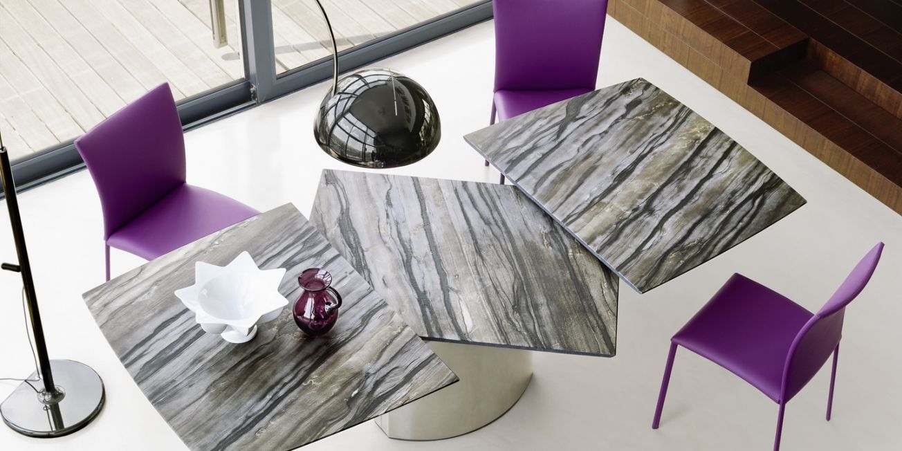 Adler Extendable Table IQ Furniture Ruang Makan Modern Batu Tables