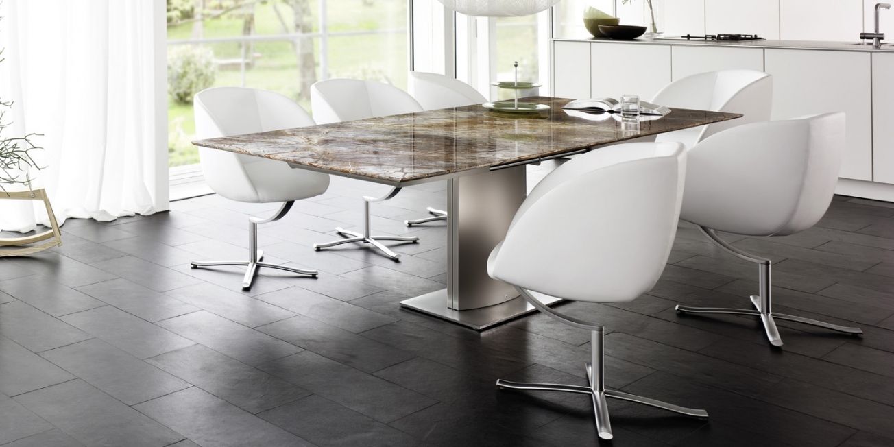 Adler Extendable Table IQ Furniture Ruang Makan Modern Batu Tables