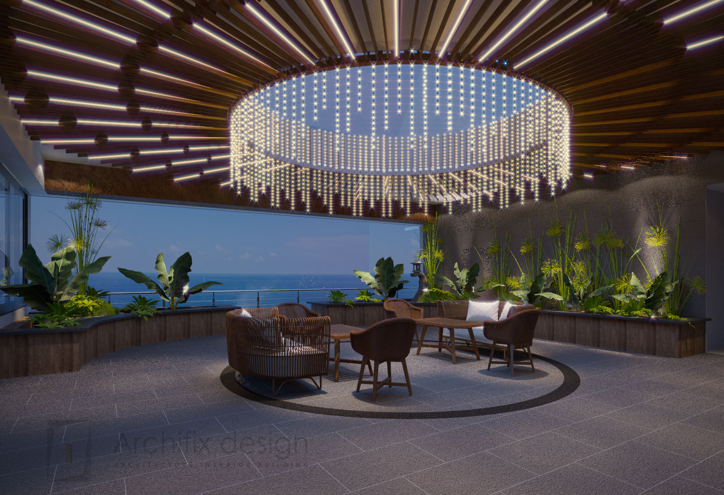 Long Beach center Penthouse - Phu Quoc, Archifix Design Archifix Design Moderner Balkon, Veranda & Terrasse