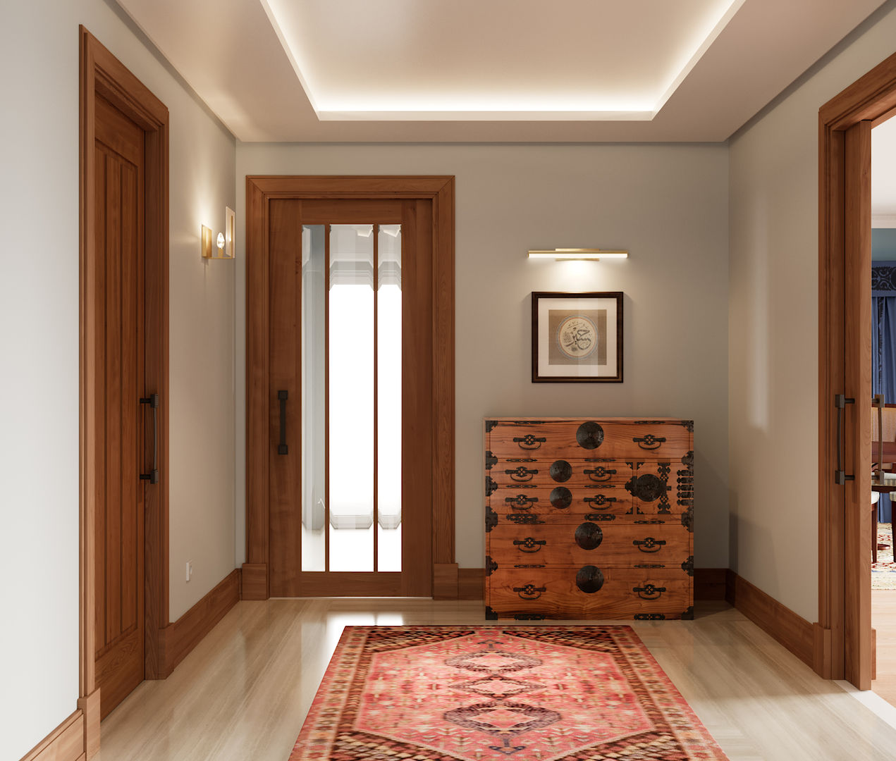 Pent House Apartment with middle eastern and oriental twist, Estoril, Inêz Fino Interiors, LDA Inêz Fino Interiors, LDA Eclectic style corridor, hallway & stairs