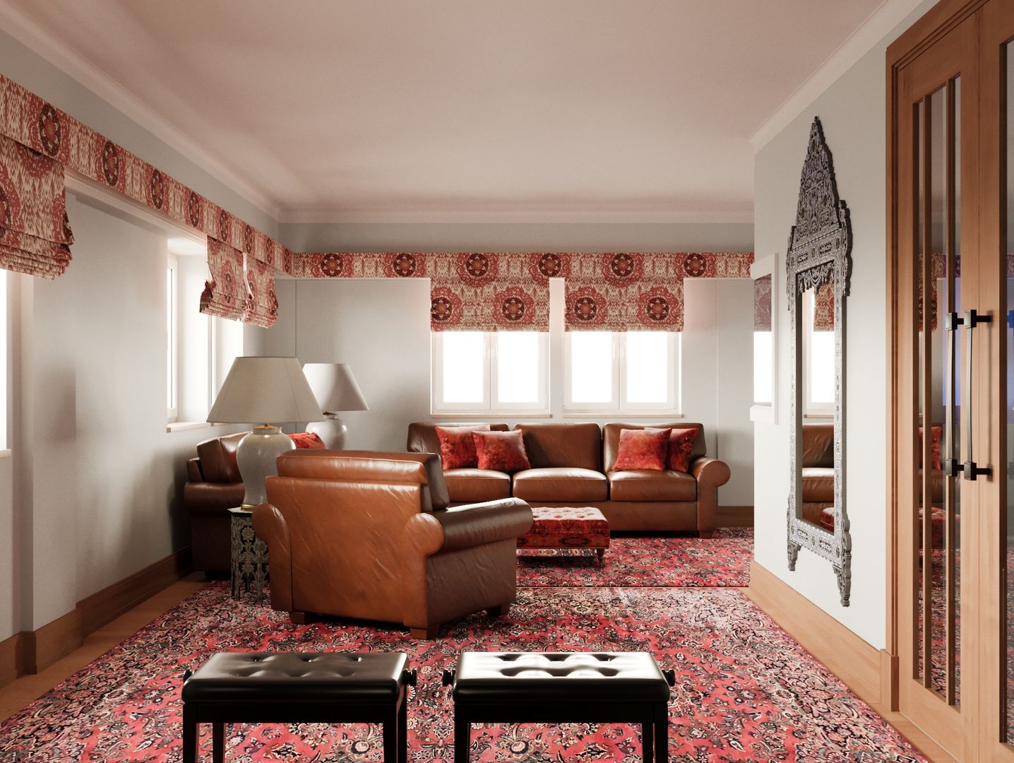 Pent House Apartment with middle eastern and oriental twist, Estoril, Inêz Fino Interiors, LDA Inêz Fino Interiors, LDA 客廳