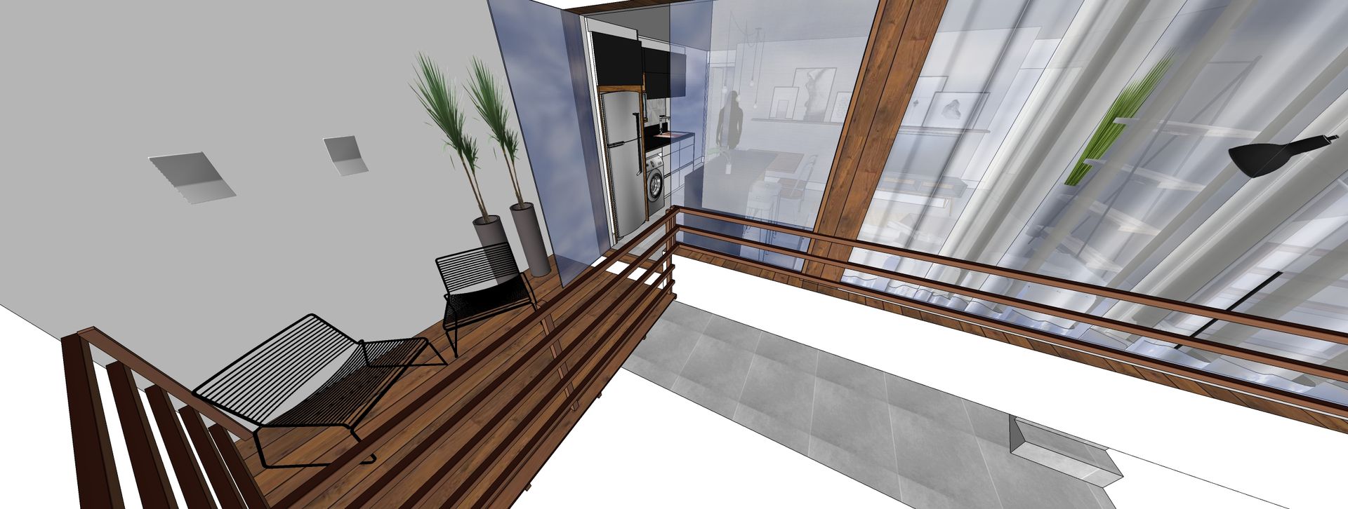 Projeto de andar moradia compacto, Form Arquitetura e Design Form Arquitetura e Design Modern style balcony, porch & terrace Wood Wood effect