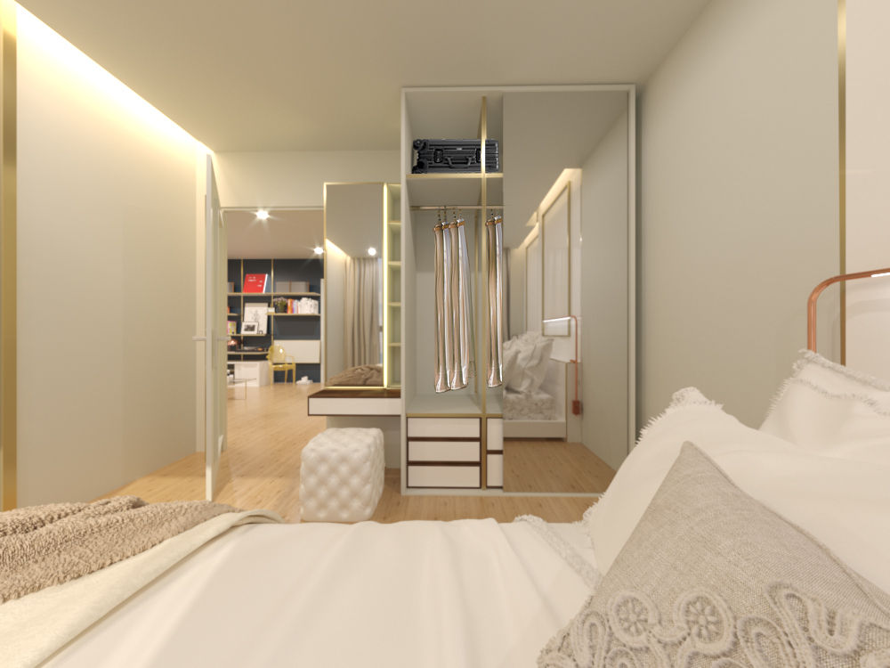 The Line Condominium, Prime Co.,ltd Prime Co.,ltd Kamar Tidur Gaya Eklektik Kaca