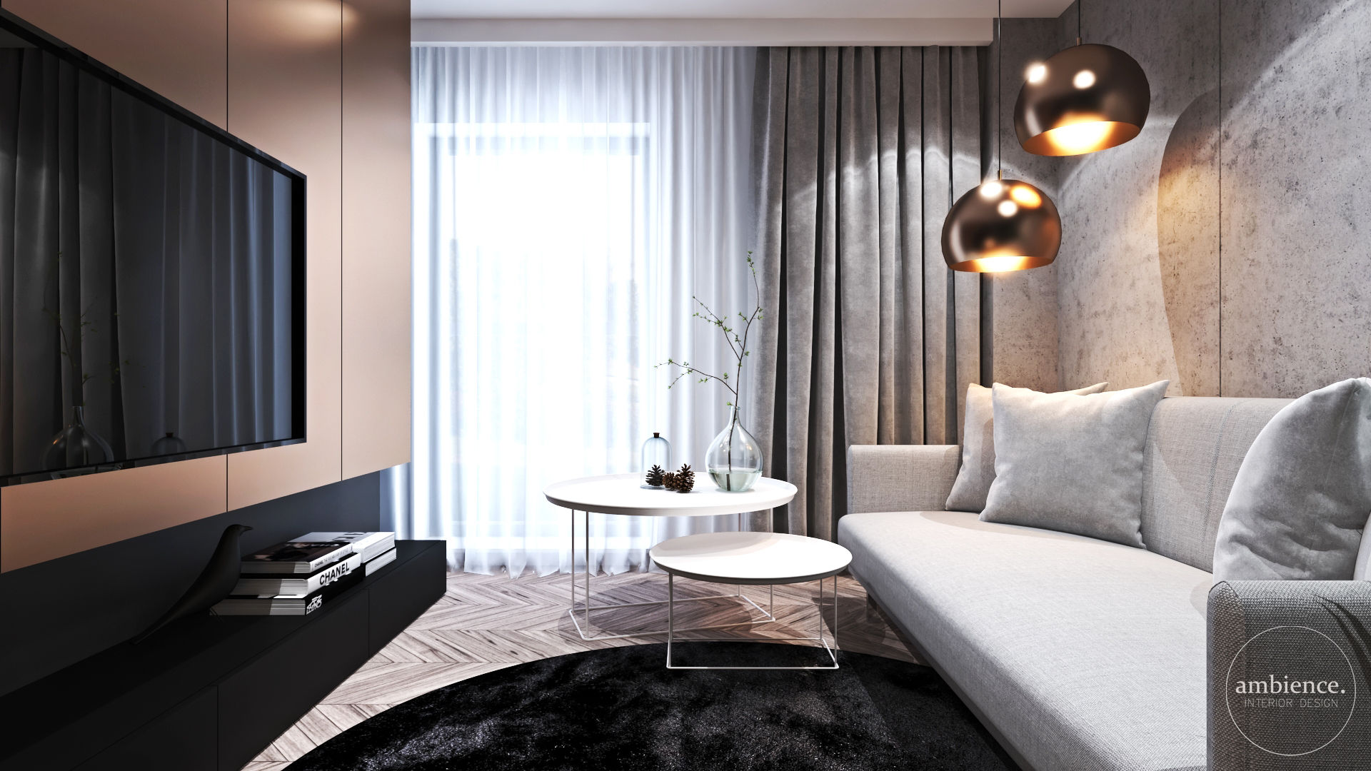 Apartament w Londynie - strefa nocna, Ambience. Interior Design Ambience. Interior Design غرفة الميديا