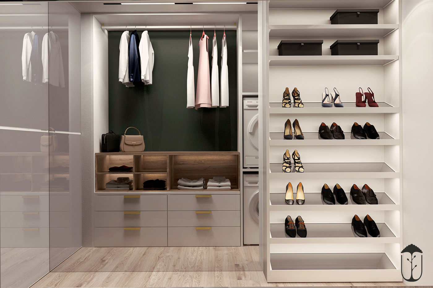 UI016, YOUSUPOVA YOUSUPOVA Walk in closets de estilo minimalista