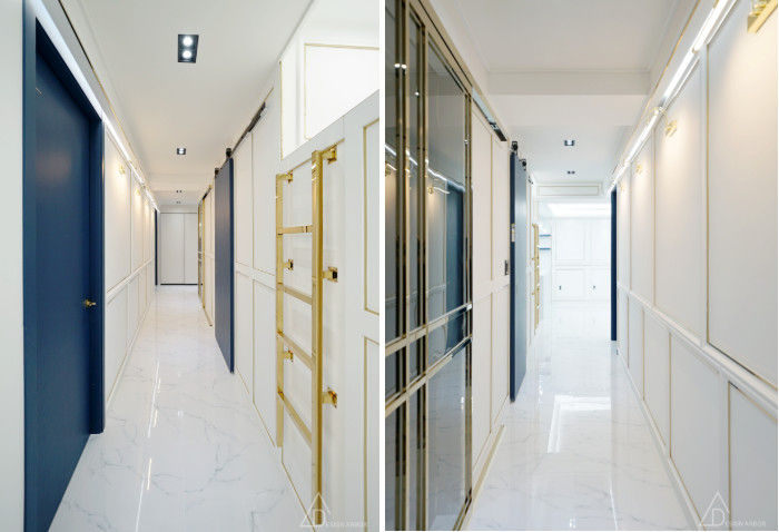 골드 컨셉, 인천 만수동 상가주택 인테리어, 디자인 아버 디자인 아버 Eclectic style corridor, hallway & stairs